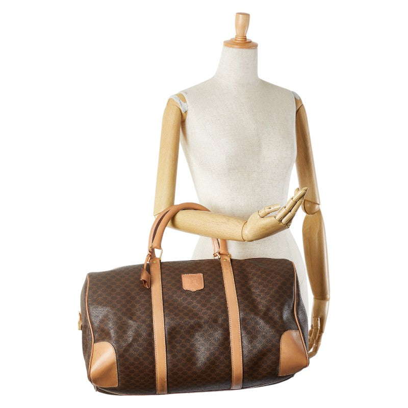 Celine Macadam Boston Bag Brown PVC Leather