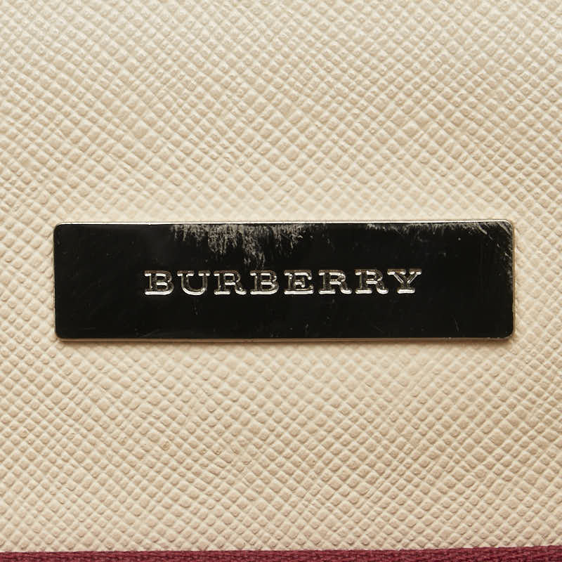 Burberry Nova Check Logo Plate Leather Handbag