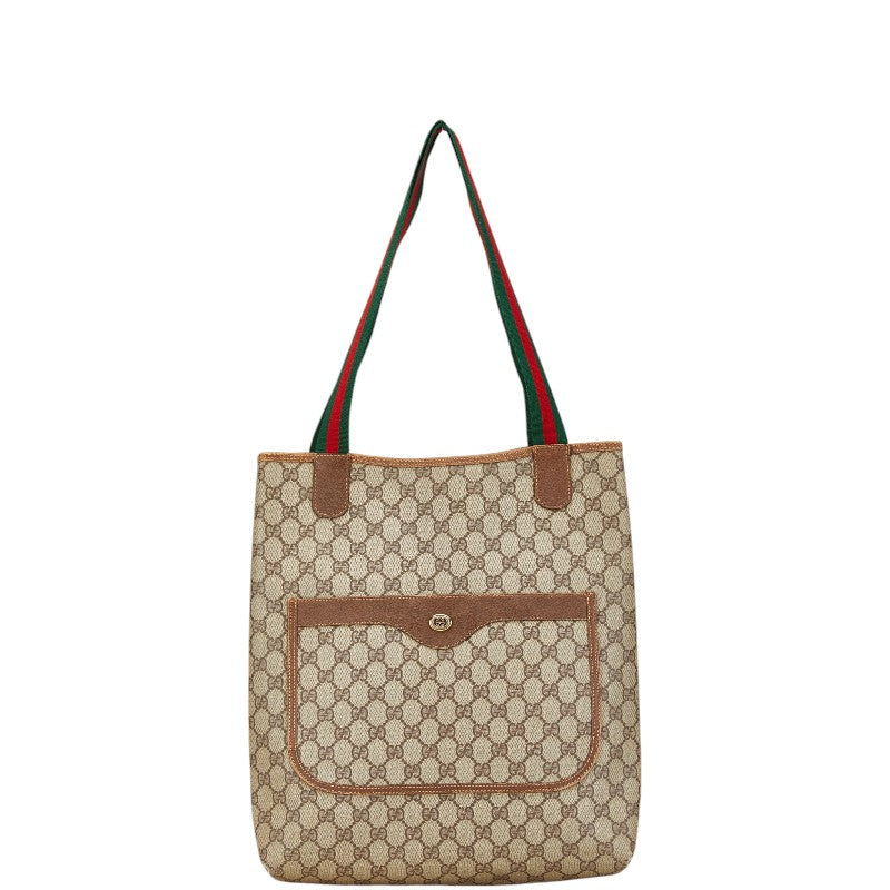 Gucci GG Supreme Tote Shoulder Bag Beige Brown