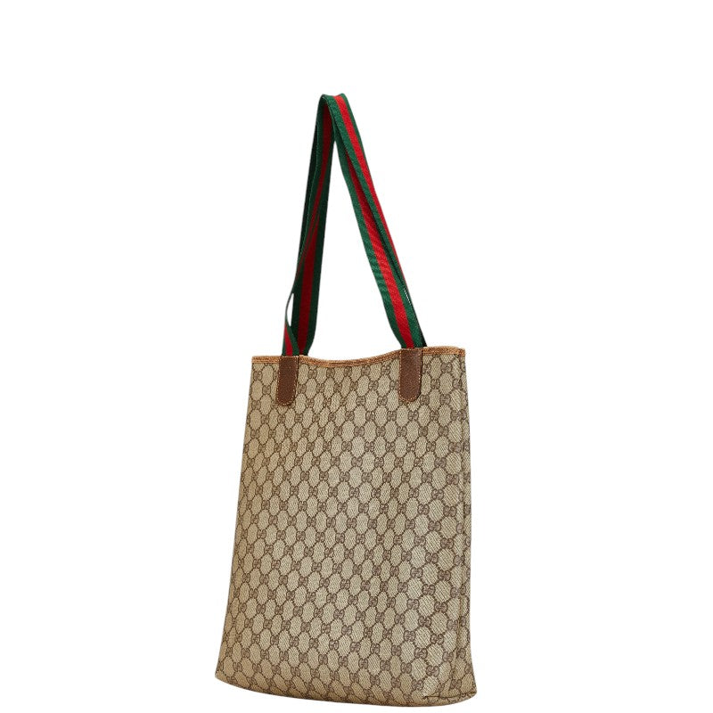 Gucci GG Supreme Tote Shoulder Bag Beige Brown