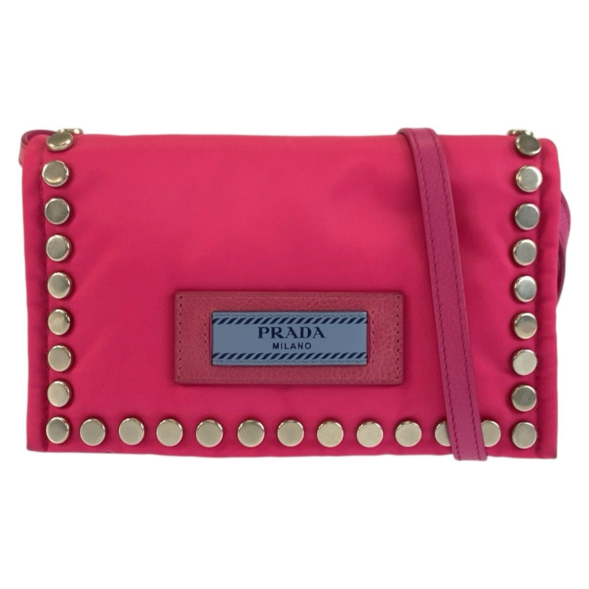 Prada Etiquette Studs Nylon Shoulder Bag