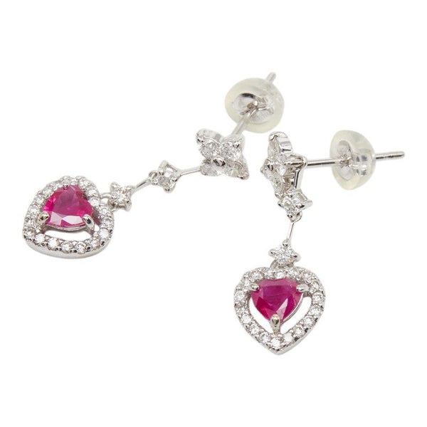 Au750 White Gold Ruby Diamond Earrings