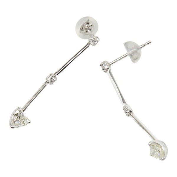 Pt900 Platinum Diamond Heart Long Earrings
