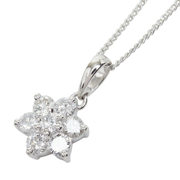Platinum Diamond Snowflake Pendant Necklace