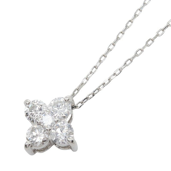 Pt900 Pt850 Platinum Diamond Clover Pendant Necklace