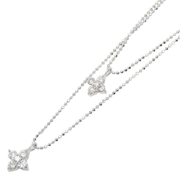 Au750 White Gold Diamond Double Pendant Necklace