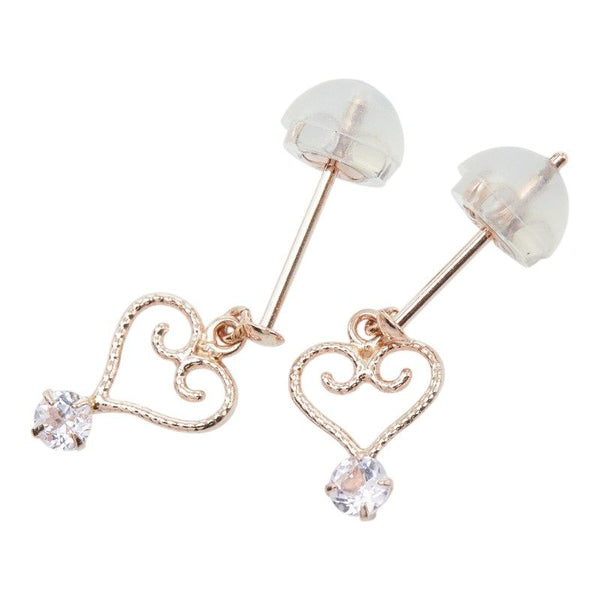 K10PG Pink Gold Topaz Heart Stud Earrings