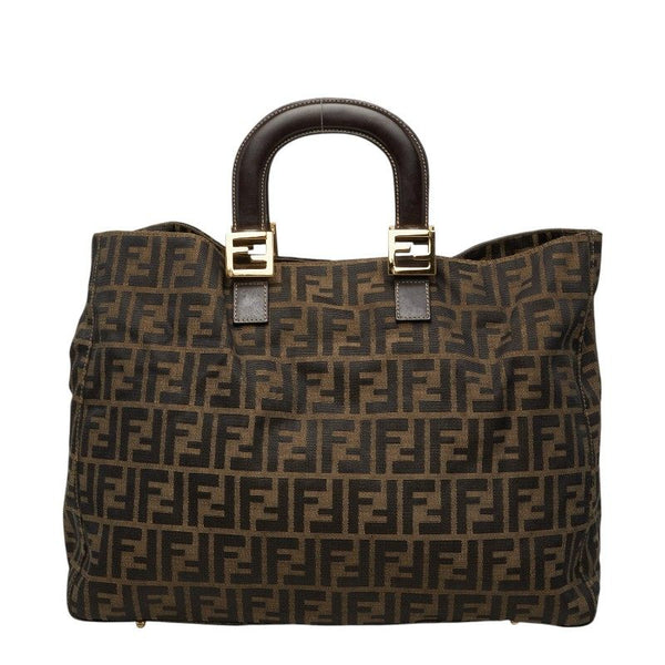 Fendi Zucca Canvas Leather Handbag