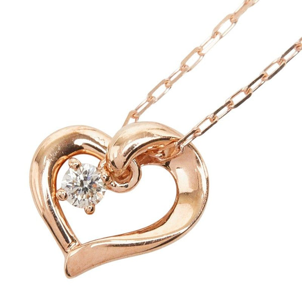 4℃ K10PG Diamond Heart Pendant Necklace