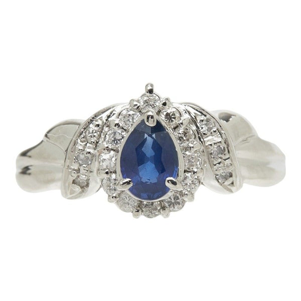 Pt900 Platinum Sapphire Diamond Ring