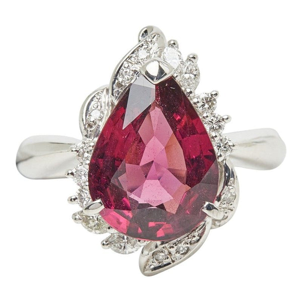 Platinum Rhodolite Garnet Diamond Ring