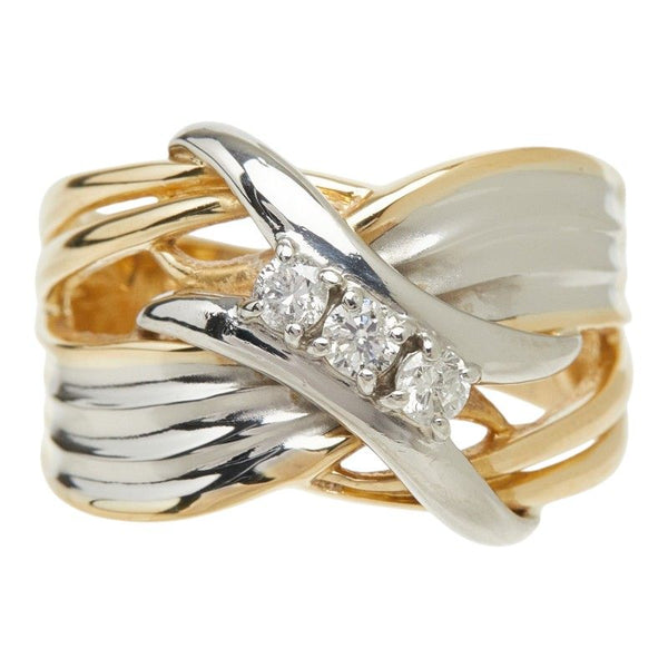 Au750 Diamond Pt900 Platinum Cross Ring