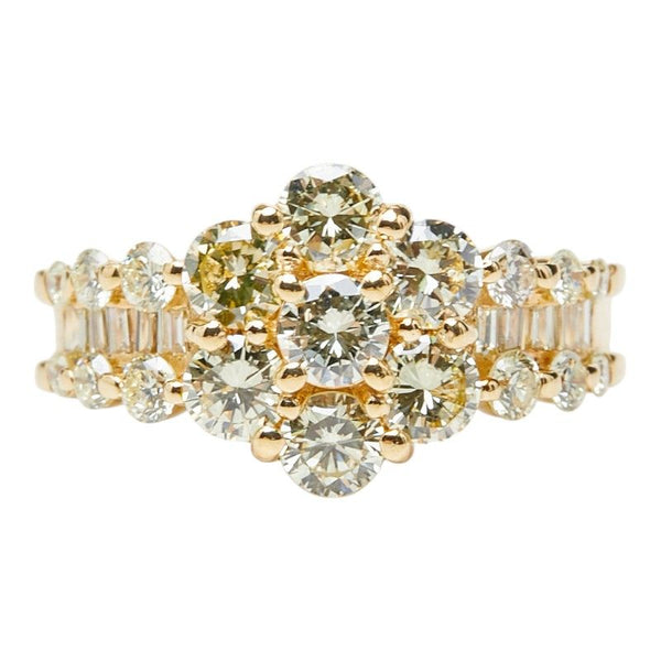 Au750 Diamond Flower Motif Ring