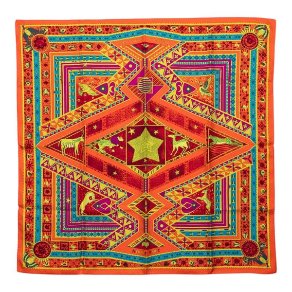 Hermes Carre90 Ors Bleus d'Afrique Silk Scarf