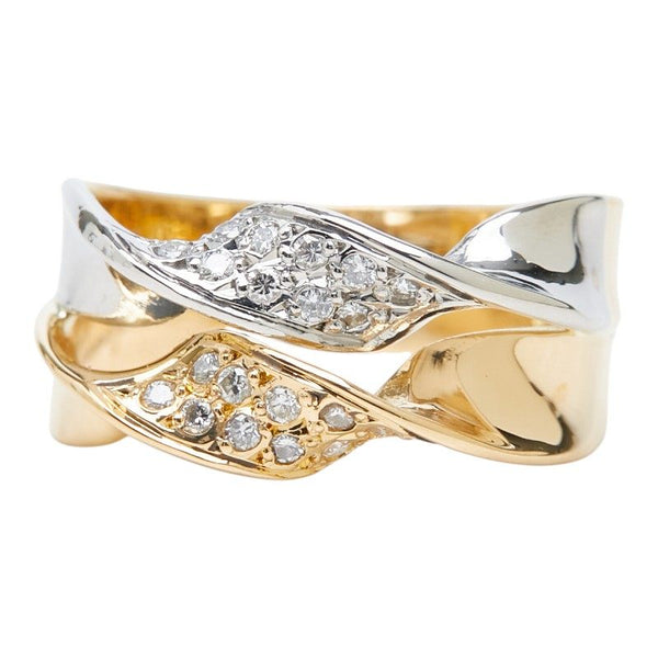 Au750 Yellow Gold Platinum Diamond Ring