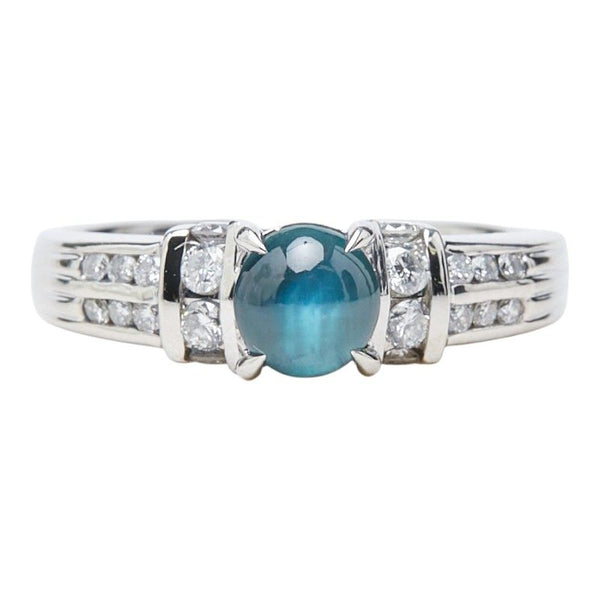 Pt900 Platinum Alexandrite Cat Eye Diamond Ring