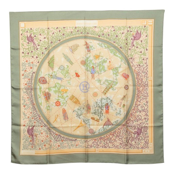 Hermes Carre90 World Map Silk Scarf
