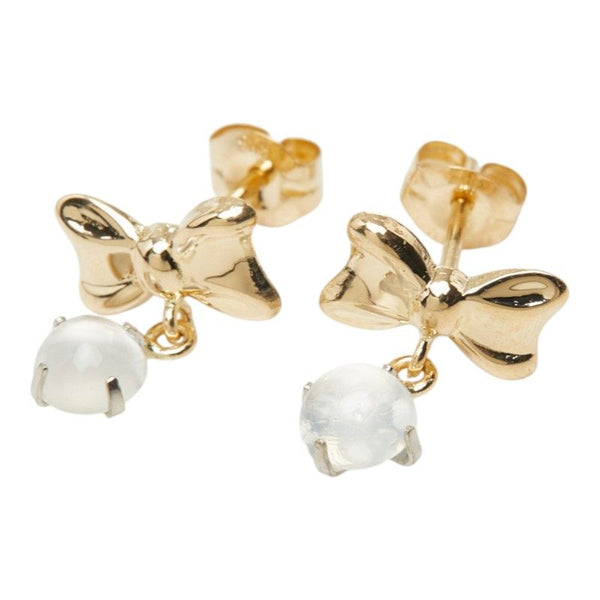 Au750 Yellow Gold Moonstone Ribbon Earrings