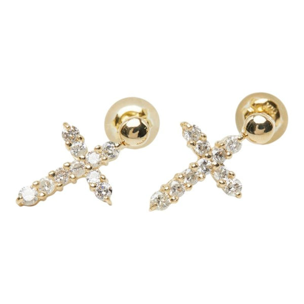 Au750 Diamond Cross Earrings