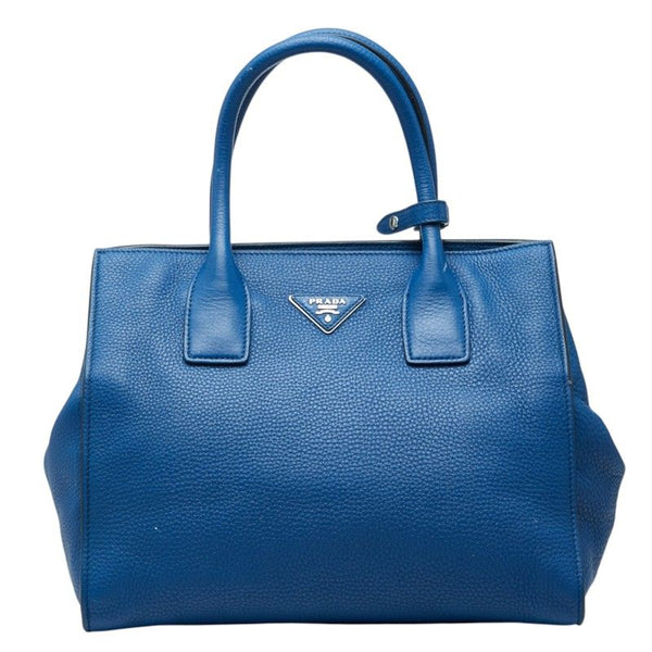 Prada Triangle Logo Plate Leather Handbag
