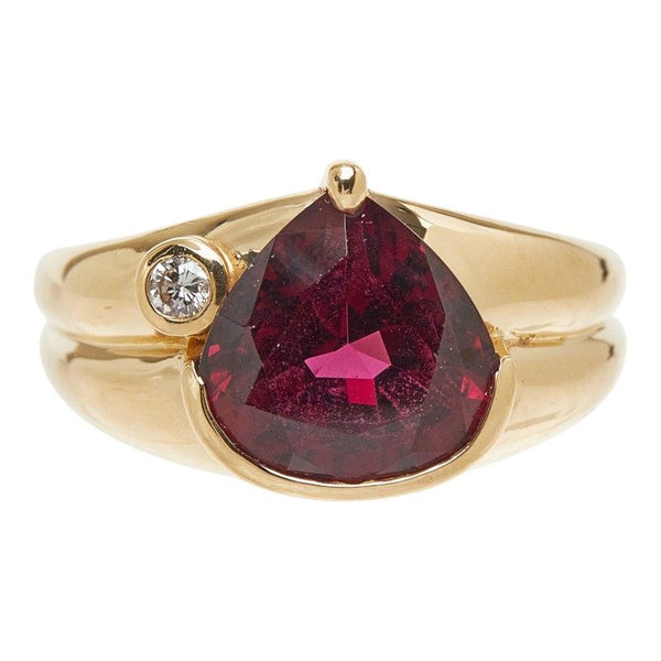 POLA Shizuku Au750 Rhodolite Garnet Diamond Ring