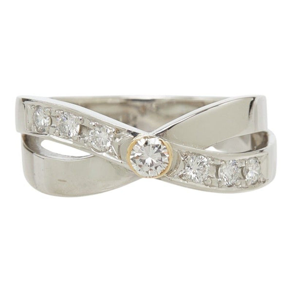 Pt900 Au750 Diamond X Cross Infinity Ring