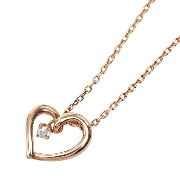 4℃ K10PG Pink Gold Diamond Heart Pendant Necklace