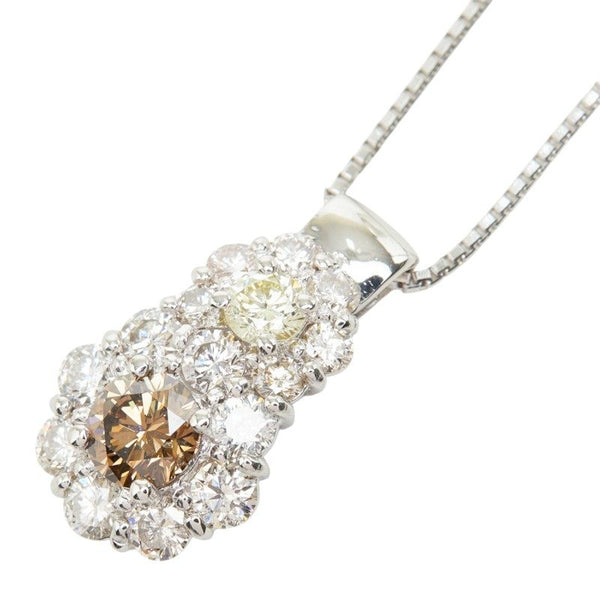Platinum Brown Diamond Diamond Design Necklace