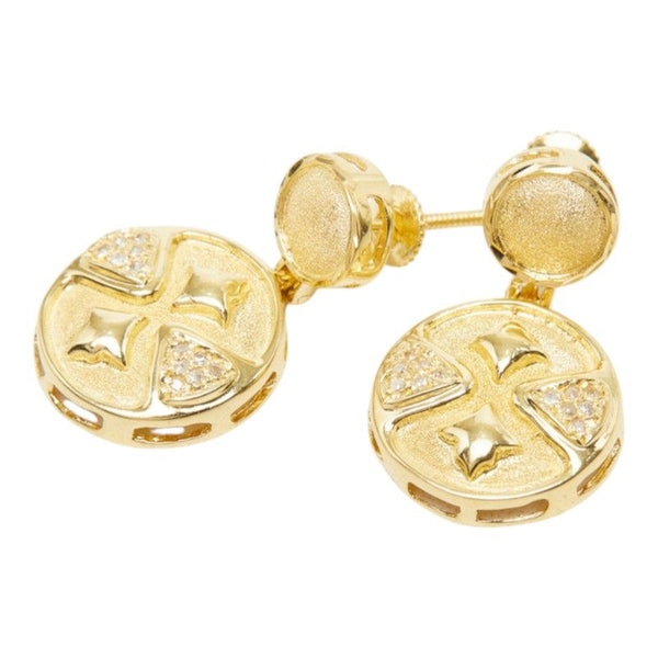 Au750 Yellow Gold Diamond Design Earrings