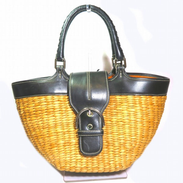 Coach Straw Leather Basket Bag 6771 in Good Condition