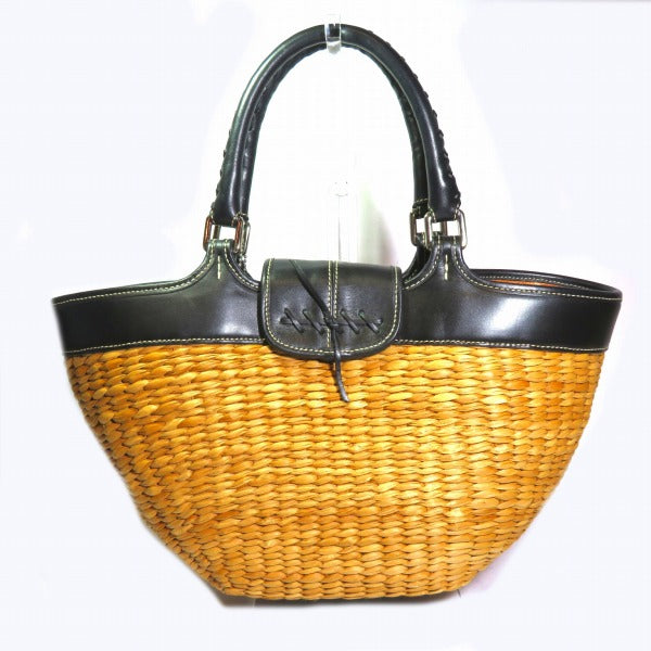 Coach Straw Leather Basket Bag 6771 in Good Condition