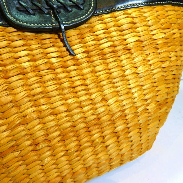 Coach Straw Leather Basket Bag 6771 in Good Condition