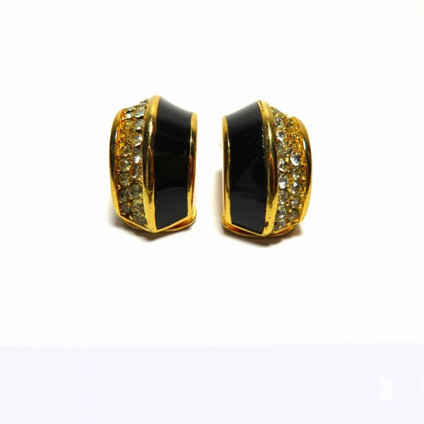 Dior Gold Rhinestone Clip-On Earrings in Good Condition