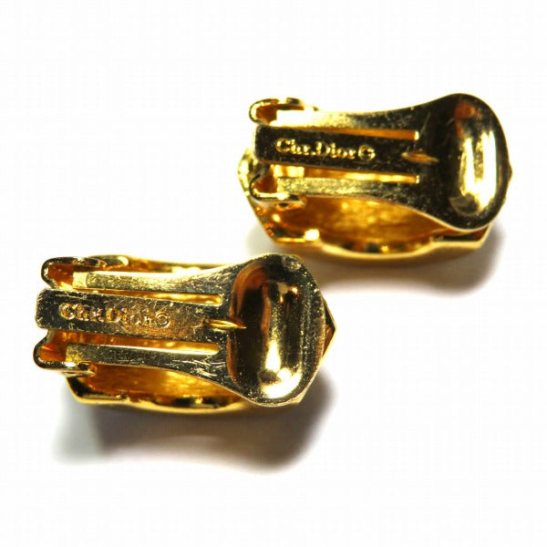 Dior Gold Rhinestone Clip-On Earrings in Good Condition