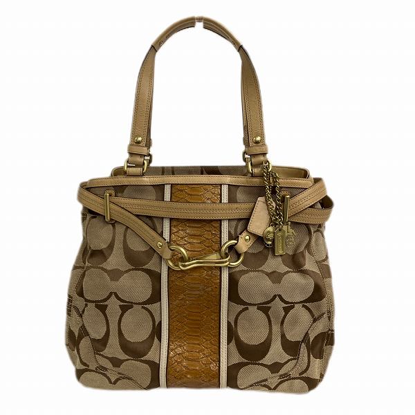 Coach Signature Leather Canvas Tote Bag 12453