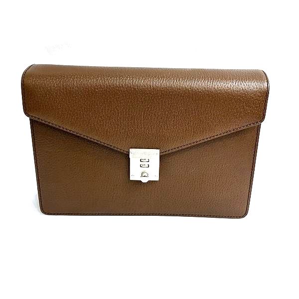 Salvatore Ferragamo Brown Leather Clutch Bag