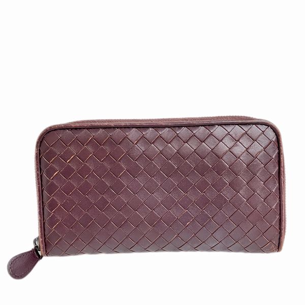 Bottega Veneta Leather Bordeaux Zip Wallet