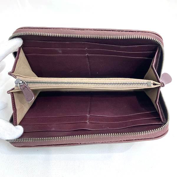 Bottega Veneta Leather Bordeaux Zip Wallet