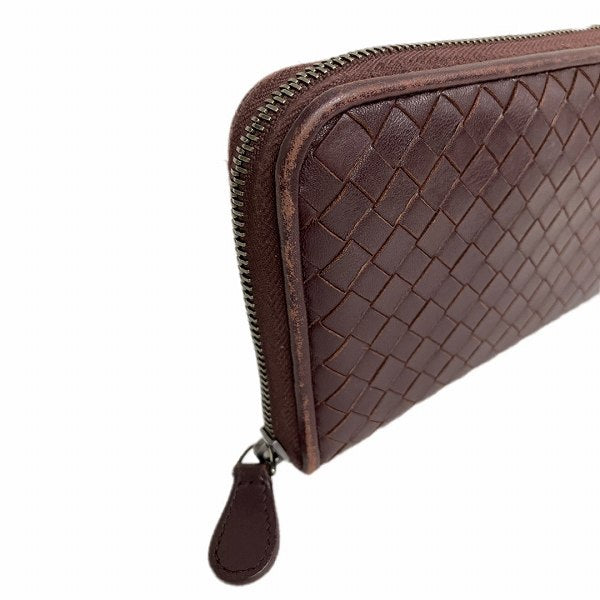 Bottega Veneta Leather Bordeaux Zip Wallet