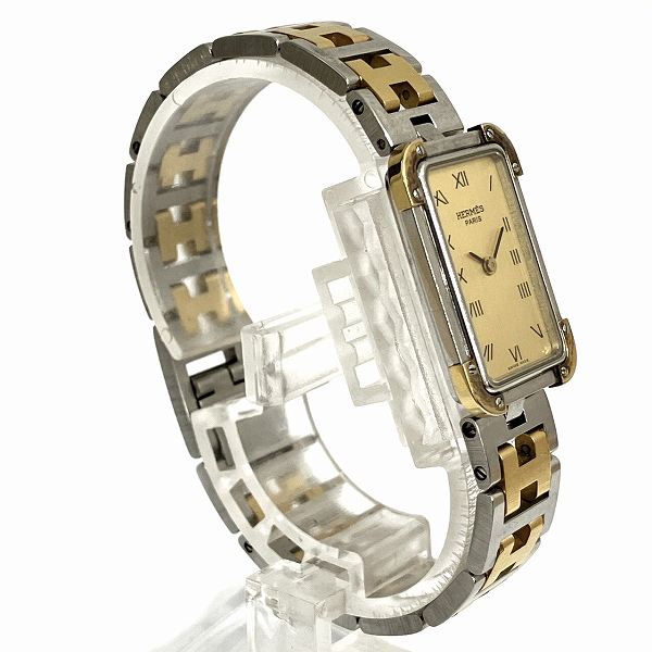 Hermes Croisiere CR1.220 Quartz Gold Dial Ladies Watch in Good Condition