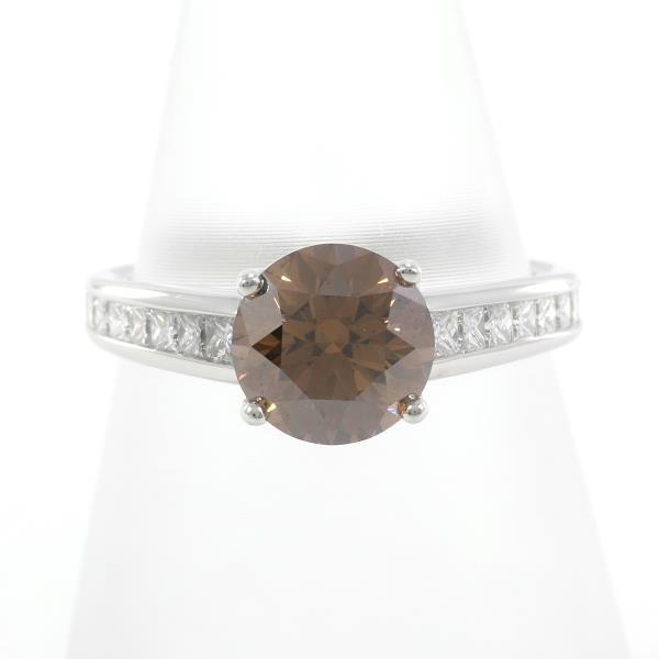 PT950 Platinum Ring with Brown Diamond, Size 10 in Excellent Condition