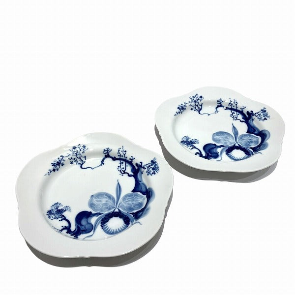 Meissen Blue Orchid 21cm Plate Set of 2 Antique