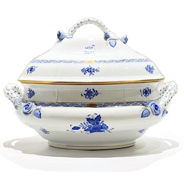 Herend Chinese Bouquet Blue Soup Tureen Porcelain Antique in Good Condition