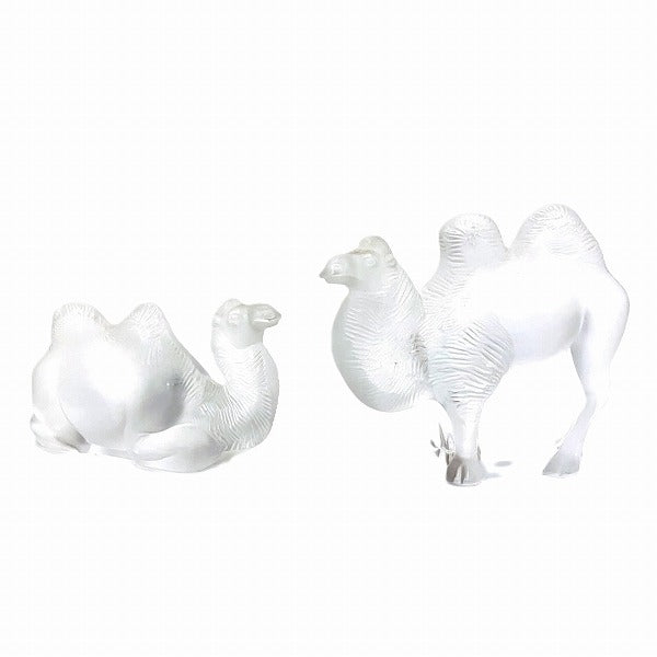 Lalique Camel Figurine Set Crystal Glass Antique in Good Condition