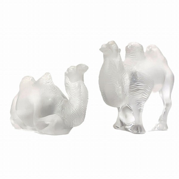 Lalique Camel Figurine Set Crystal Glass Antique in Good Condition