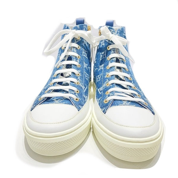 Louis Vuitton Stellar Line Leather and Denim Canvas Sneakers 42 1A4VT4 in Great Condition