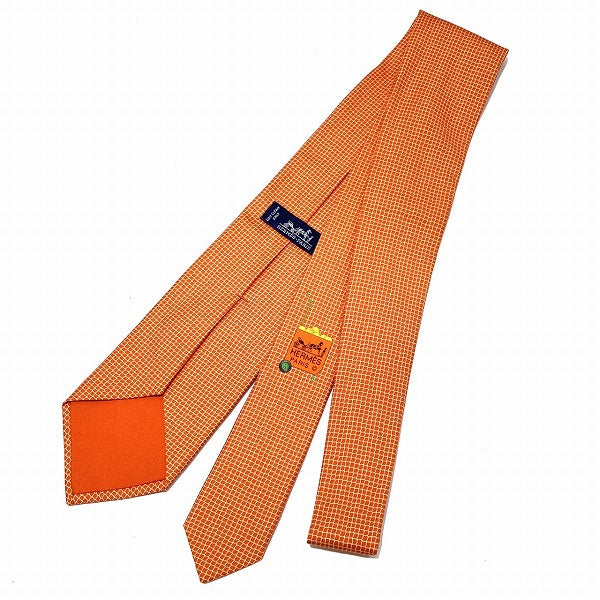 Hermes Silk Tie Orange in Great Condition