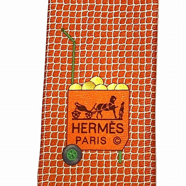 Hermes Silk Tie Orange in Great Condition