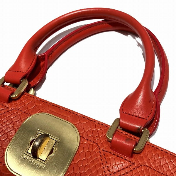 Longchamp 2Way Python Embossed Leather Tote Bag