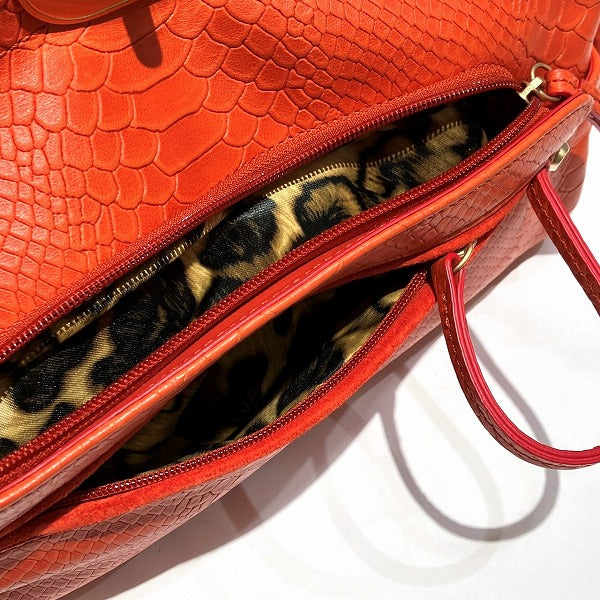 Longchamp 2Way Python Embossed Leather Tote Bag